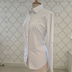 Peter Millar Women's White And Black Polka Dot Button Down Shirt